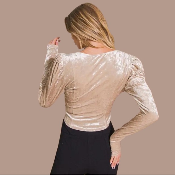 Flying Tomato Beige Champagne Crushed Velvet Top - Picture 2 of 9
